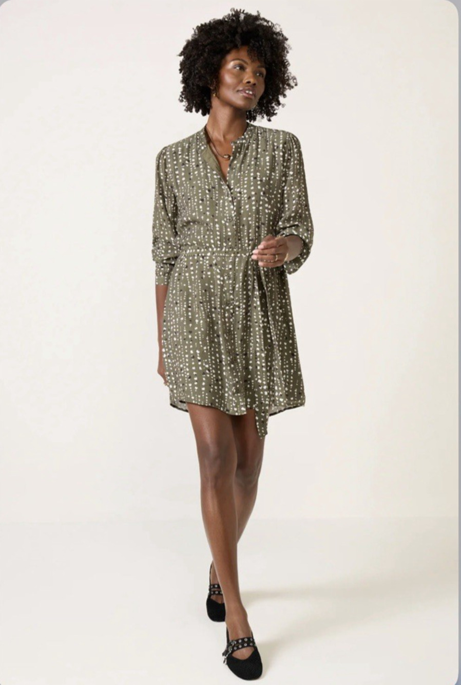 Cloth & Stone Shirt Dress Womens Medium Evereve NWTF Puff Sleeve Button Up Mini